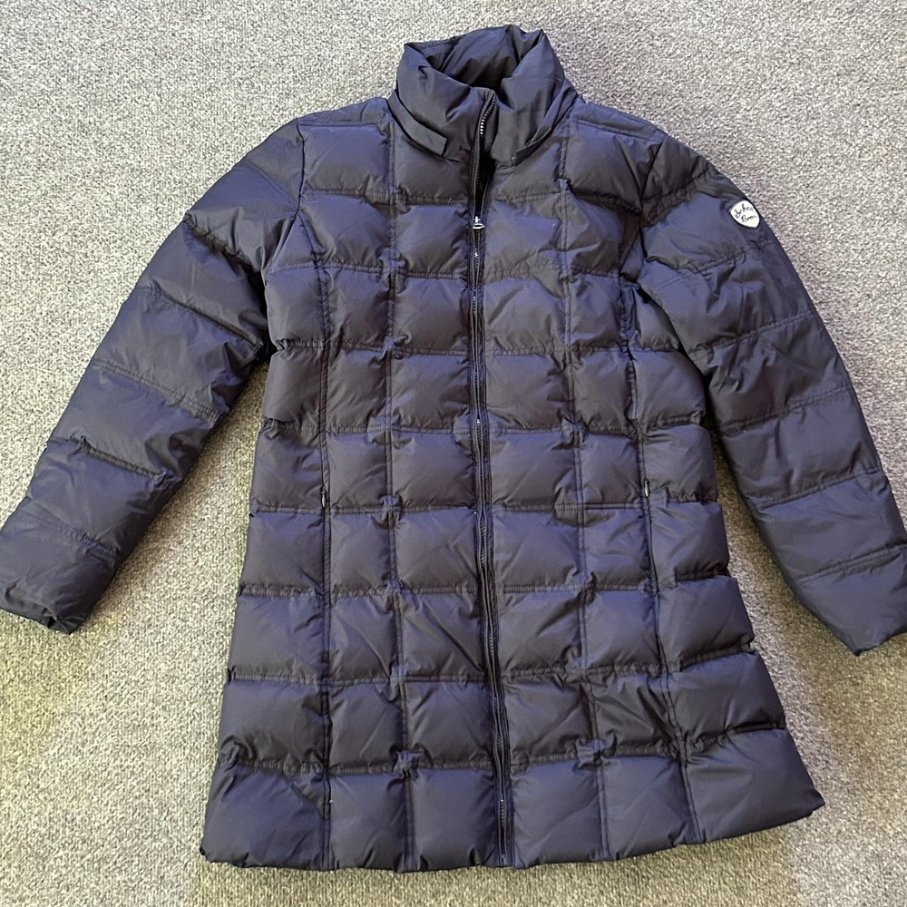 Schott Coat Women XL Blue Down Puffer Full Zip Quilted Mid Length Winter No Hood